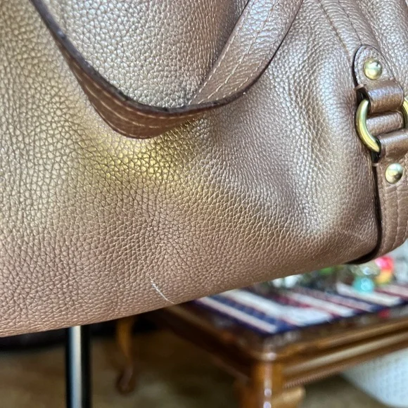 Coach Alexandra F17566 Bronze Pebbled Leather Large Tote Shoulder Bag Brass. - Picture 16 of 17